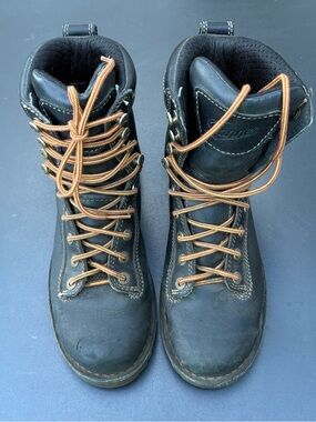 Women’s Danner Black Leather Boots with Cream Stitching